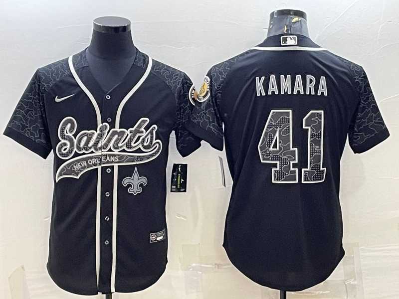 Men%27s New Orleans Saints #41 Alvin Kamara Black Reflective Limited Stitched Football Jersey